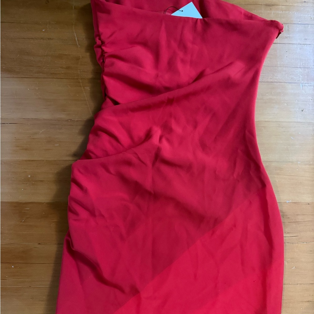 Red Ruched Mini Dress - Picture 2 of 3